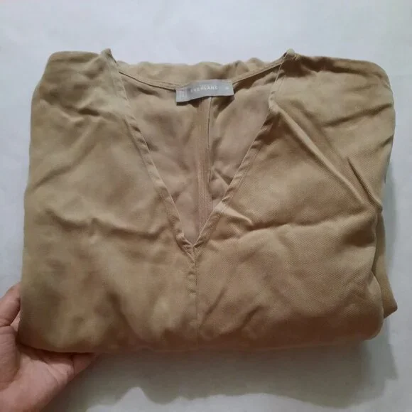 NWOT Everlane The TENCEL™ Puff-Sleeve Dress Tan (Cornstalk) - Size M - Picture 7 of 14